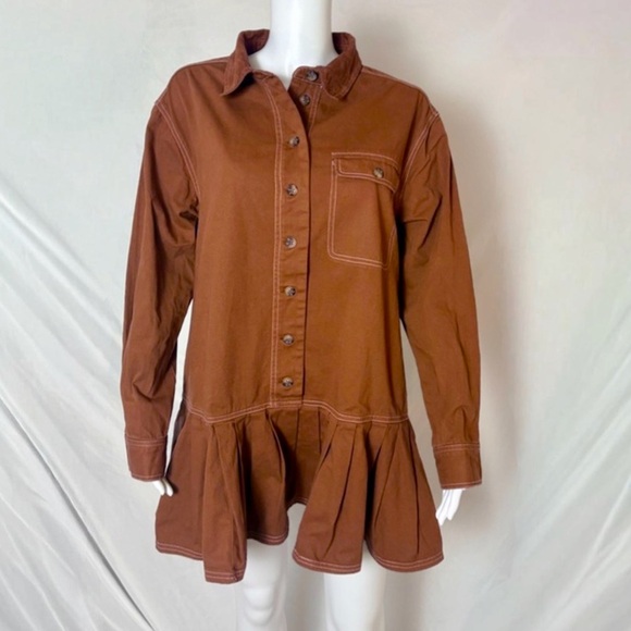 🍂Free People Connor Midi Dress in Brown – Size Medium - Picture 9 of 10